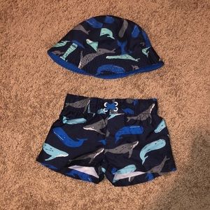 Cat & Jack 9 months swimsuit with matching hat